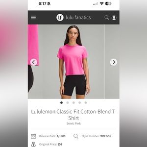 Lululemon Classic Fit Cotton Blend Tee